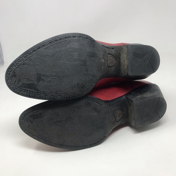 Ariat Red Leather Western Cowgirl Boots Size 8B - Picture 9 of 12